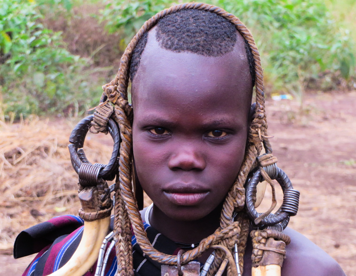 Met a Mursi woman in the Omo Valley, Ethiopia with GeoEx.