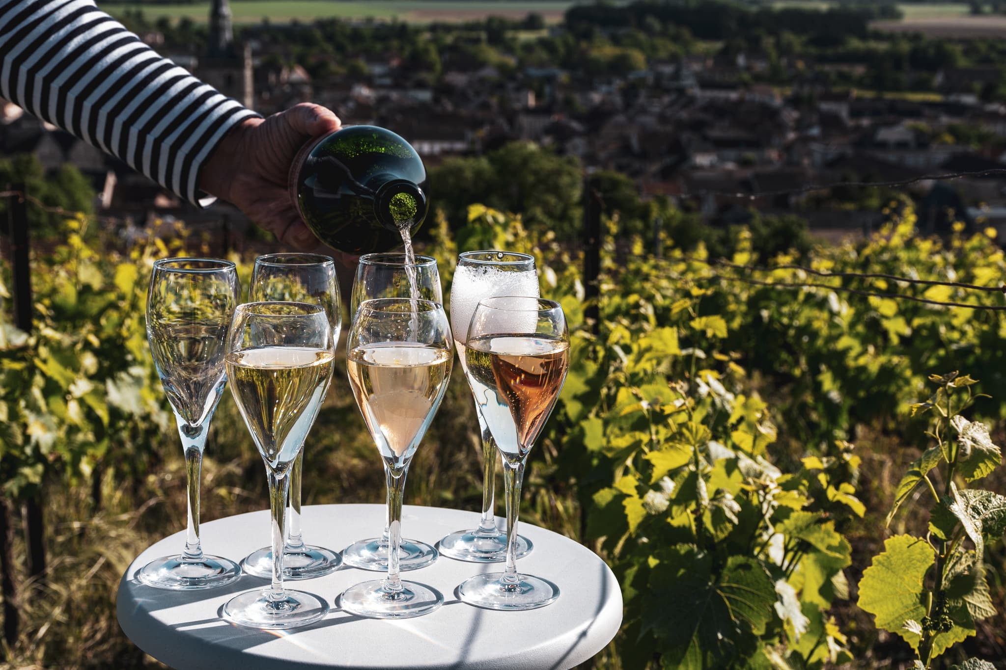 Pouring Champagne in France