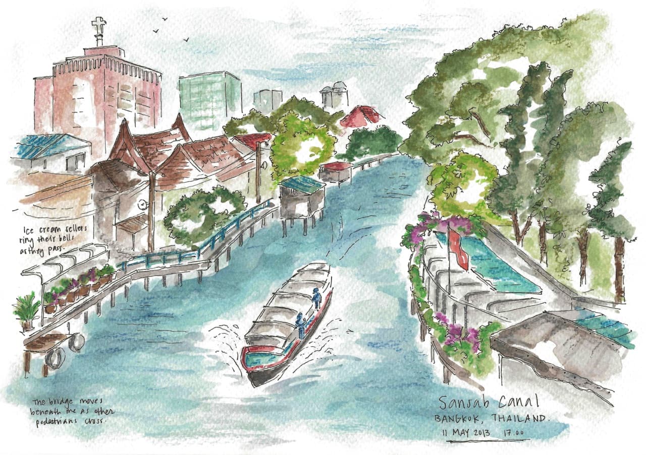 Bangkok canal sketch