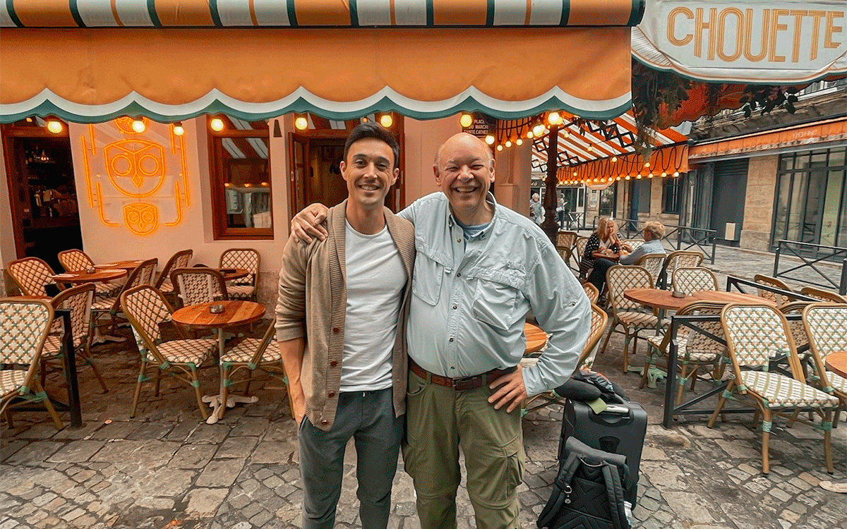 Don George and his son in Paris