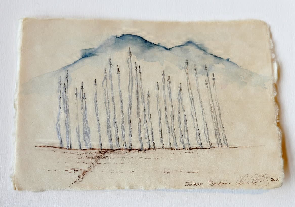 bhutan postcard prayer flag