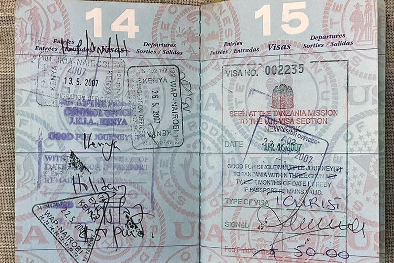 don kenya tanzania visa stamps