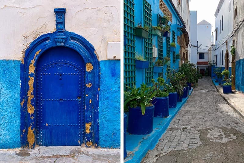 morocco rabat blue doorway streets