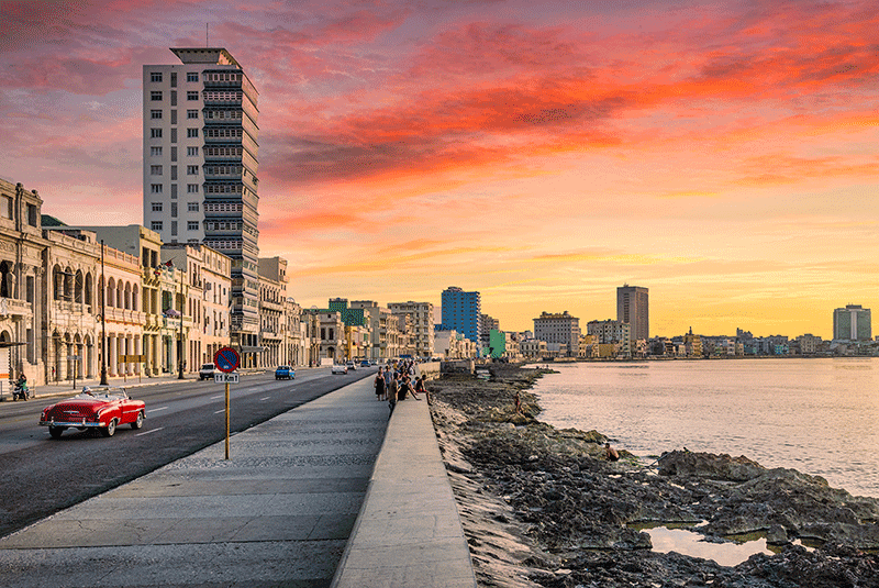 Cuba Malecon at sunset GettyImages 1327165984 800x535 1