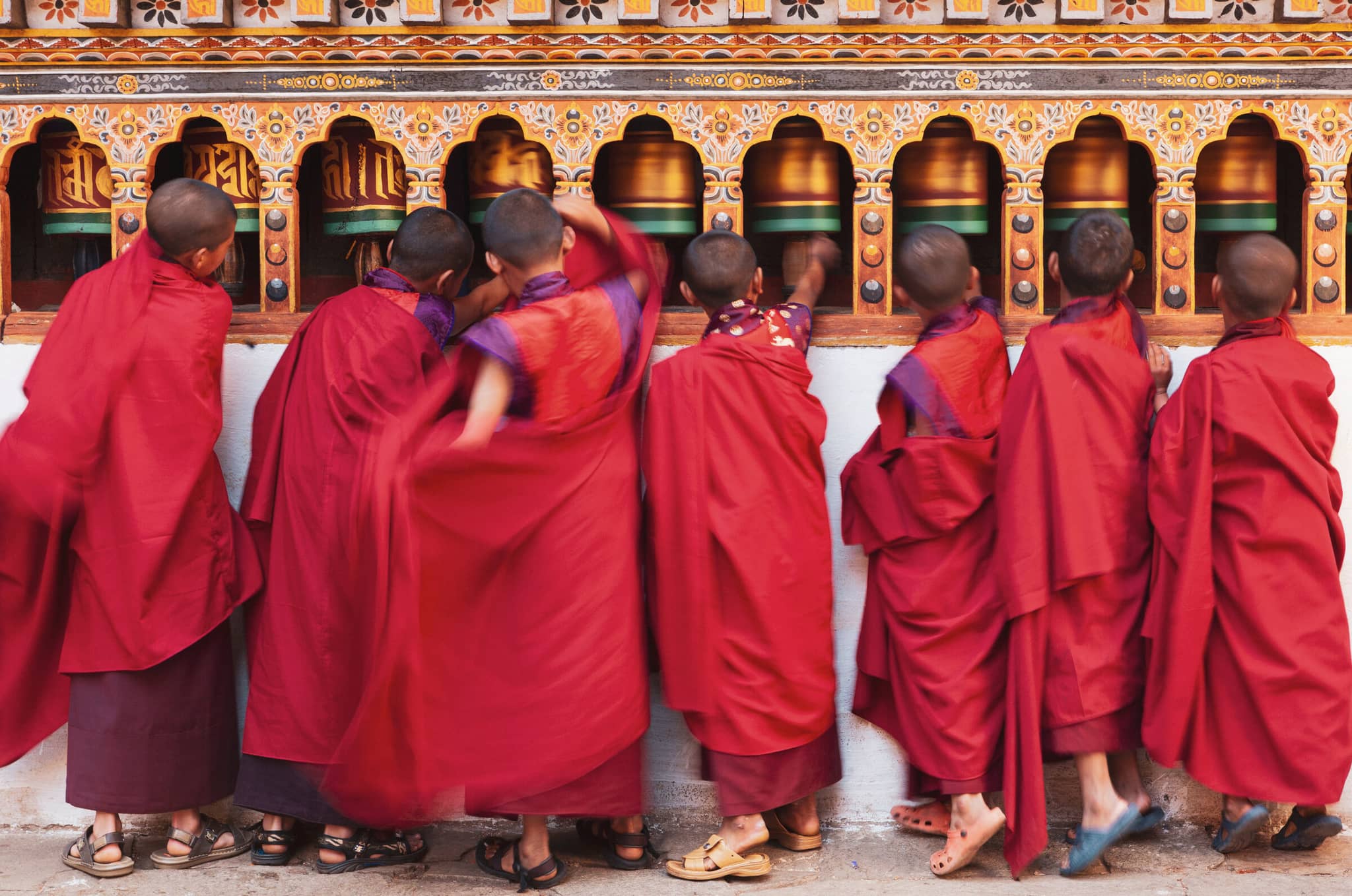 Bhutan Insider gallery Gallery3 MonksPrayerWheels Bhutan DanitaDelimont RM AS04 AWO0004 SuperRes ArtWolfe