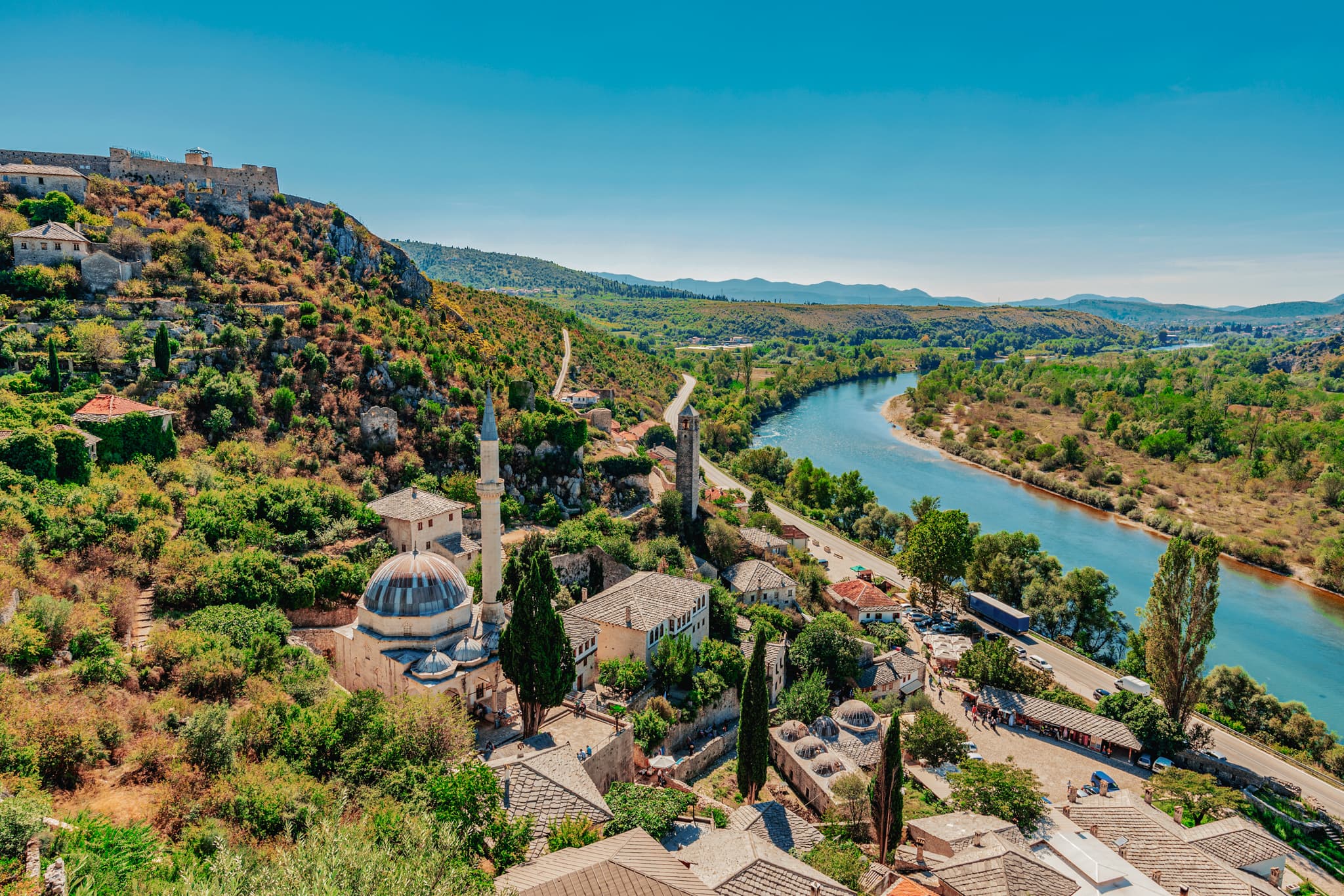 View of Pocitelj town and countryside