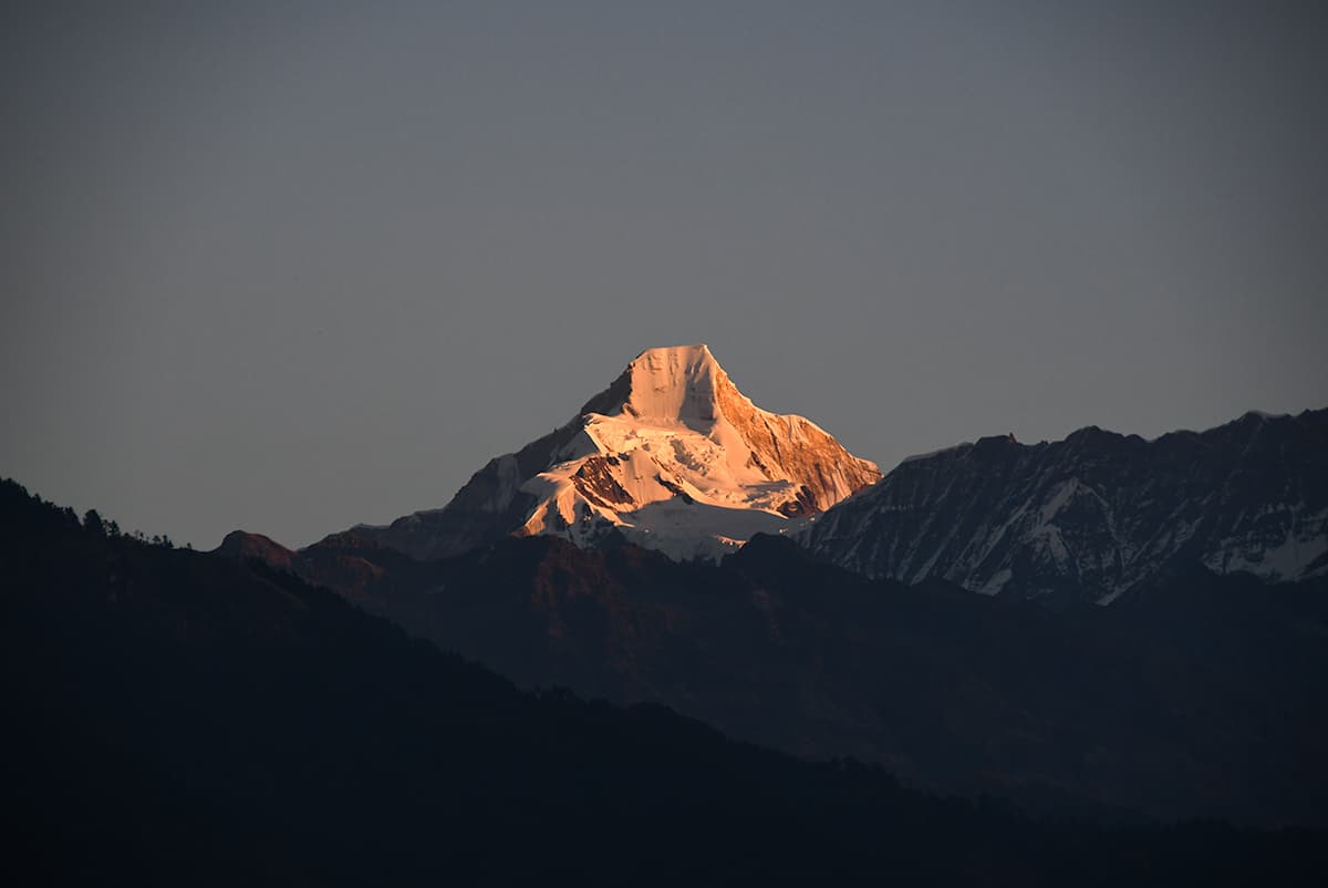 India Himalayas Kumaon Sunrise On Snowcapped Peak