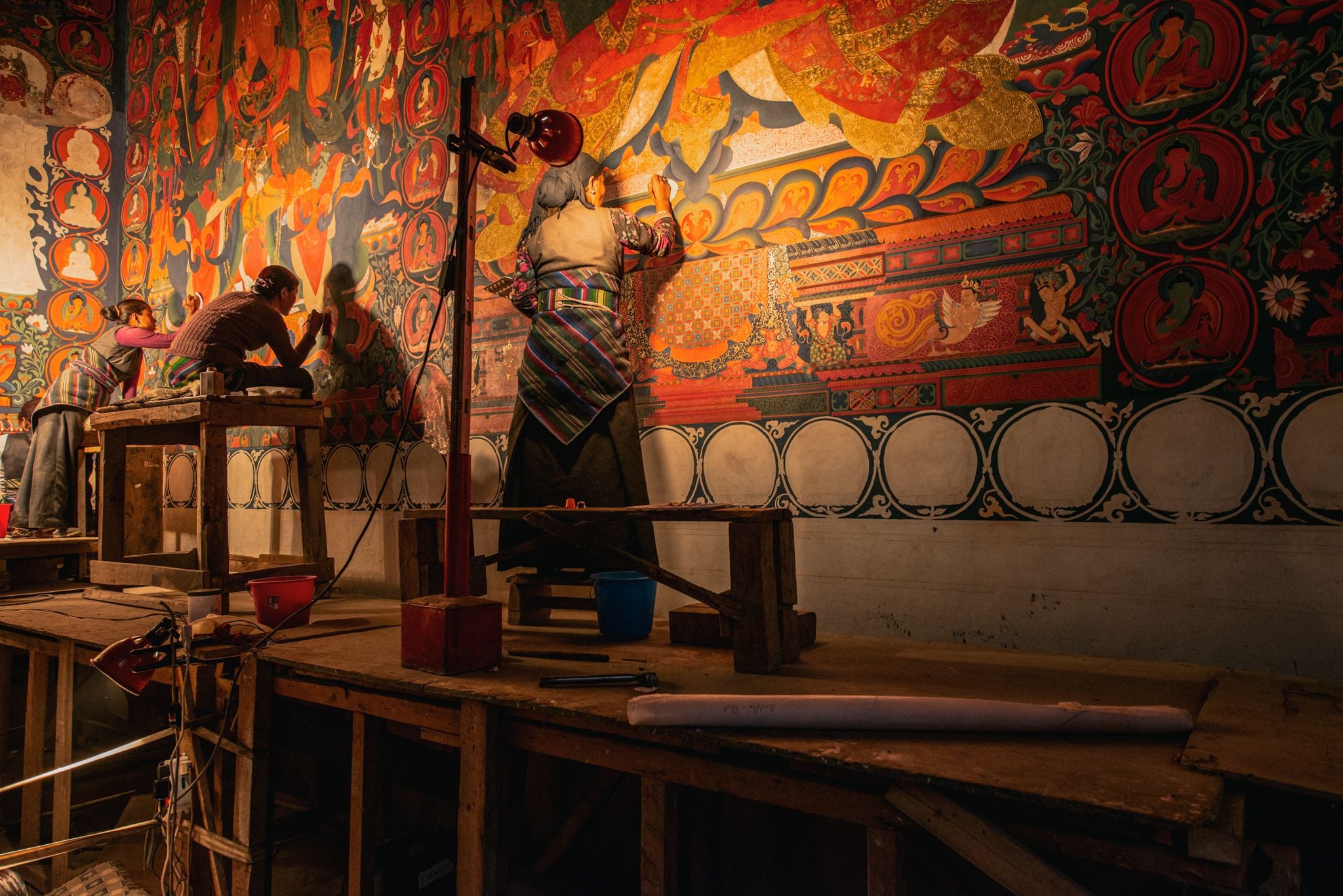 American Himalayan Foundation mural restoration in Mustang, Nepal