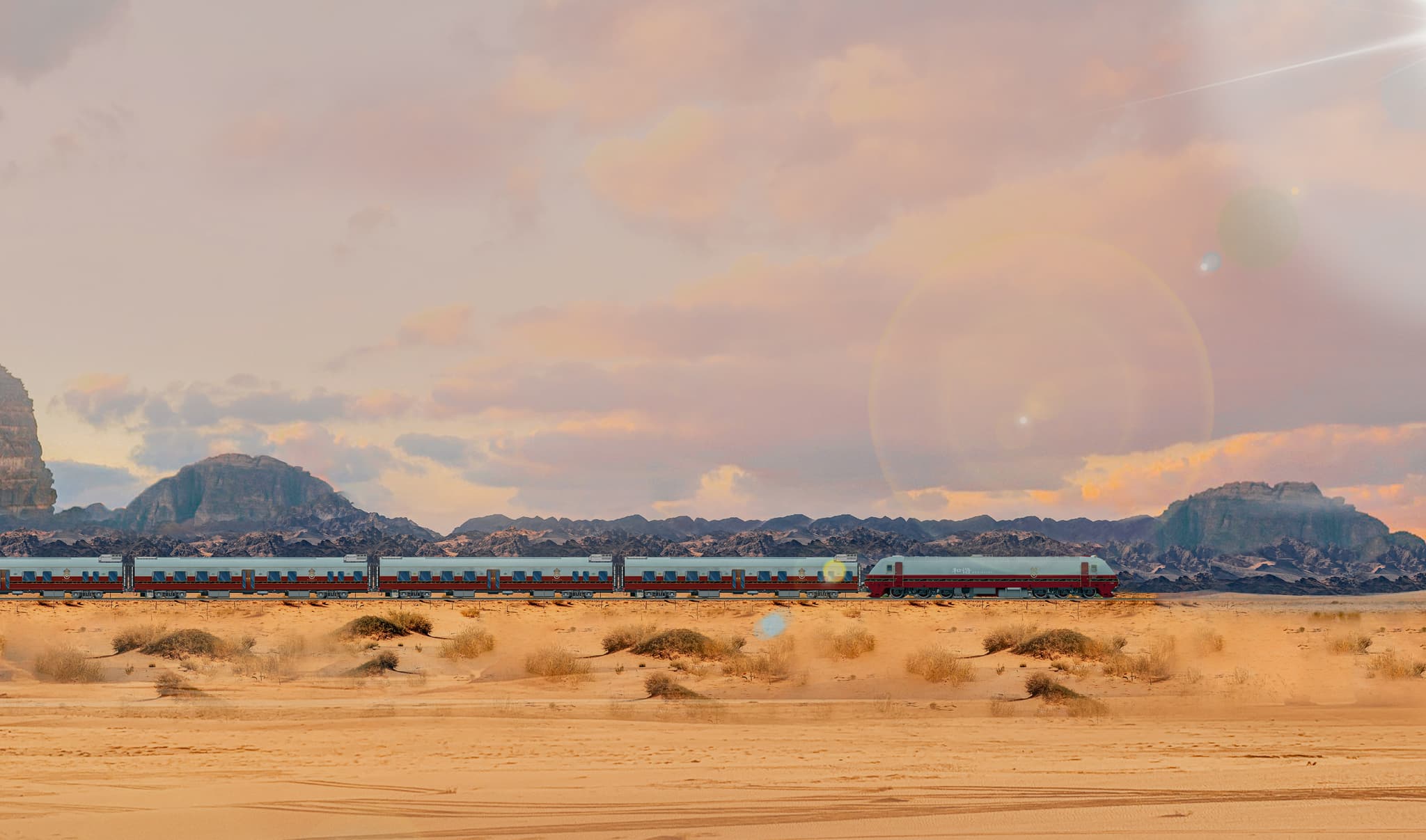 Golden Eagle Luxury Trains Silk Road Express in the desert