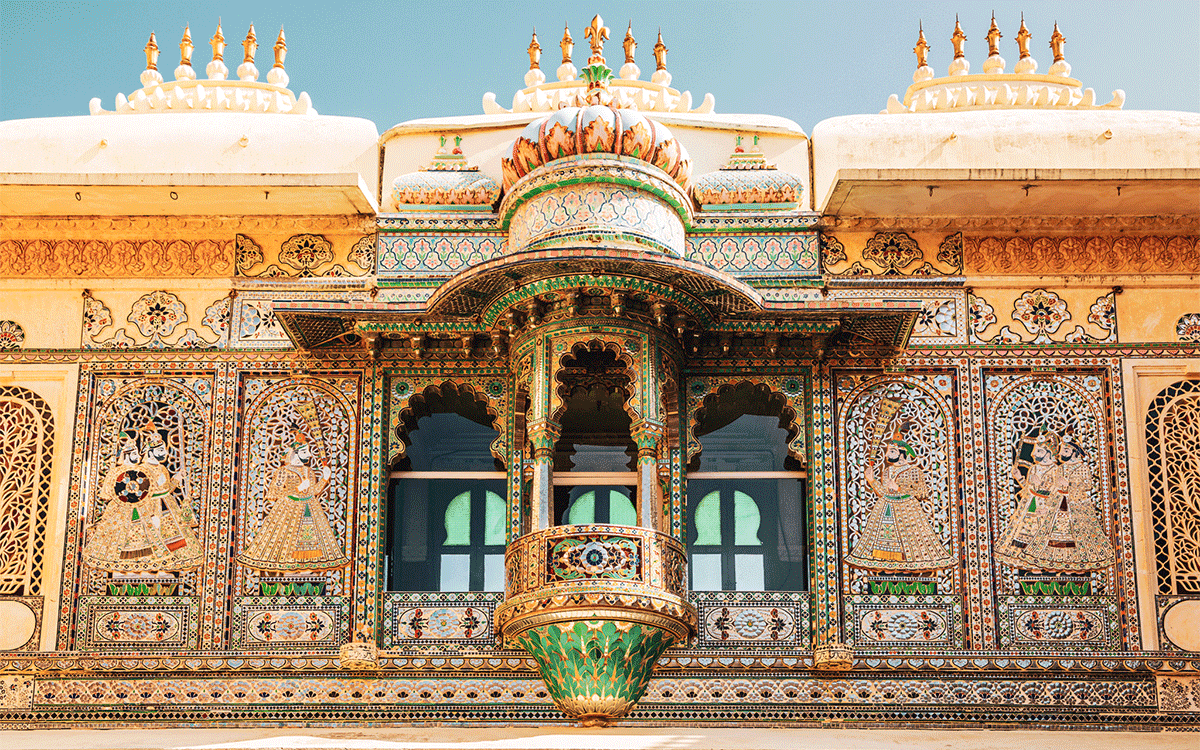 City Palace historical architecture in Udaipur, India