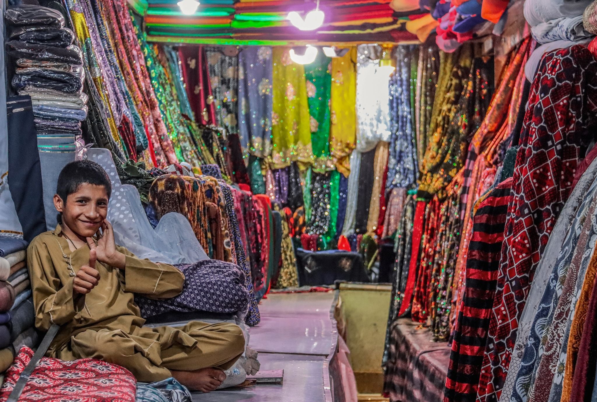Young boy at. local market in Kabul, Afghanistan