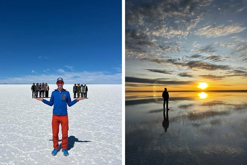 bolivia salar de uyuni perspective sunset
