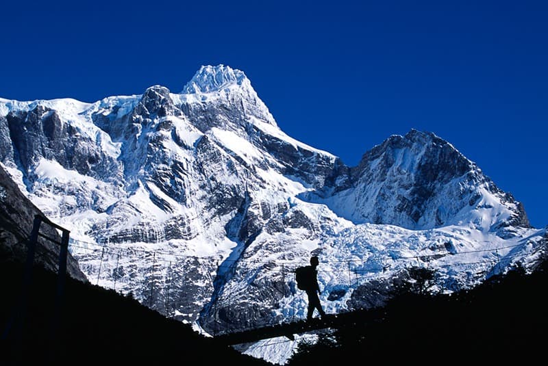 chile torres del paine french valley hike paine grande hiker