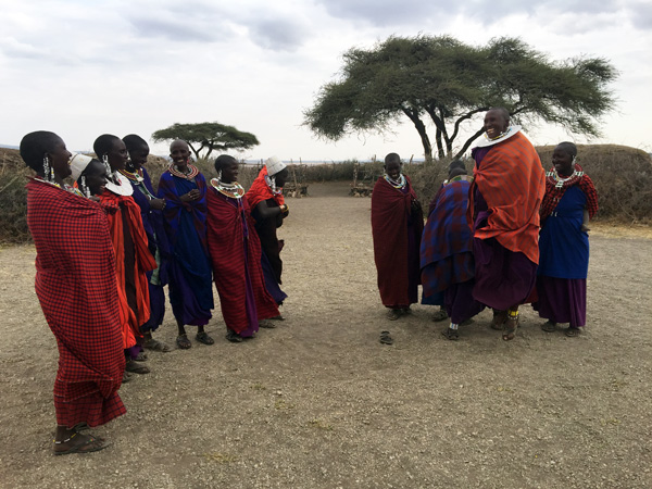 A group of Maasai in Africa with GeoEx.