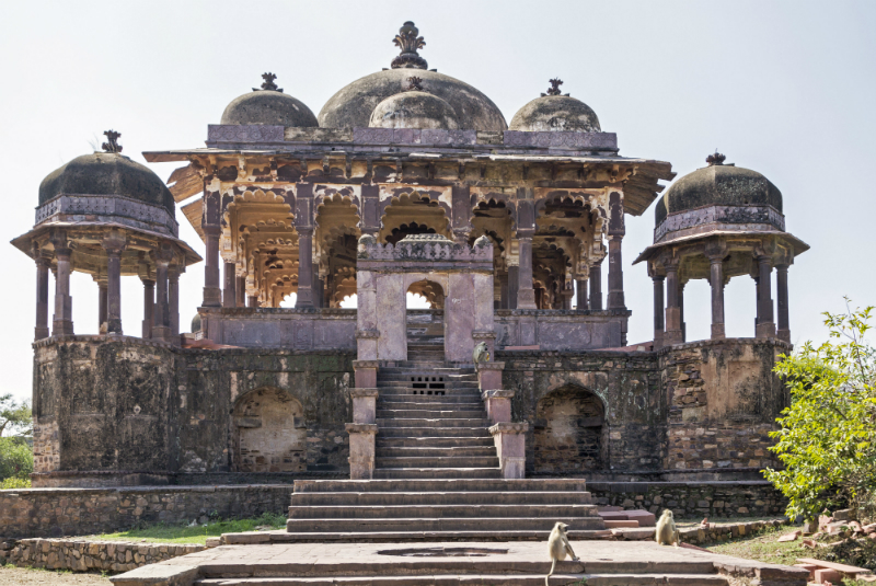 Marvel at the ruins of an old Jain Temple within the massive walled Ranthambore Fort complex whose foundations were laid in 944 AD, with GeoEx.