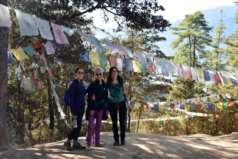 GeoEx staff on hike to Tiger's Nest, Bhutan, on GeoEx celebratory trip