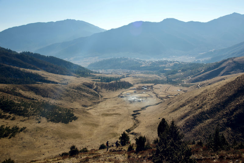Overlooking the Phobjikha Valley, Bhutan, on GeoEx celebratory tour