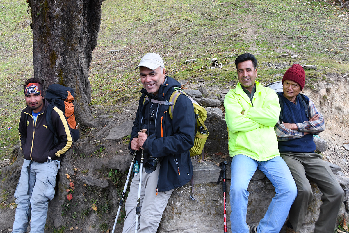 Trek team in the Himalayas in India