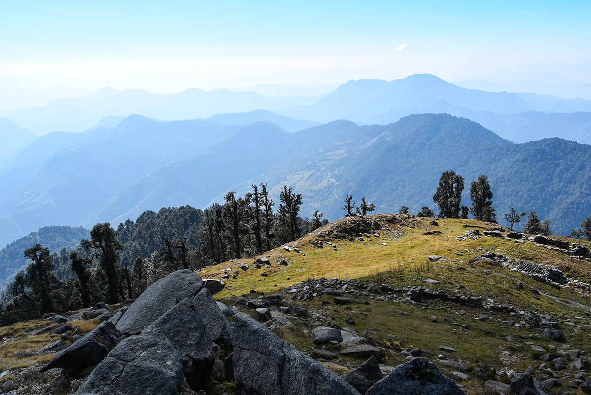 Views from the sunrise hike from Leti 360 lodge in Kumaon India