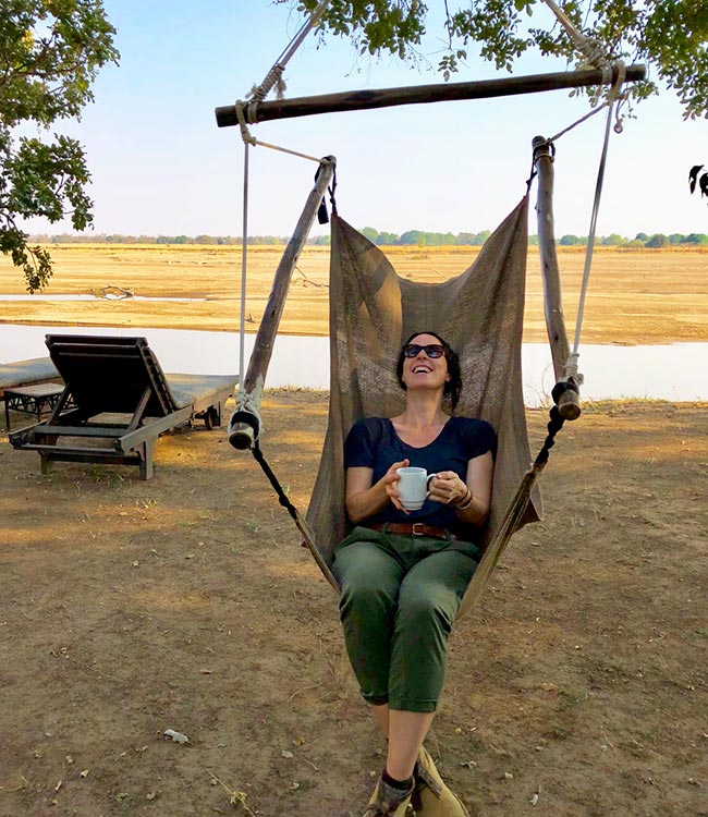 Hanging out in at camp during Zambia safari