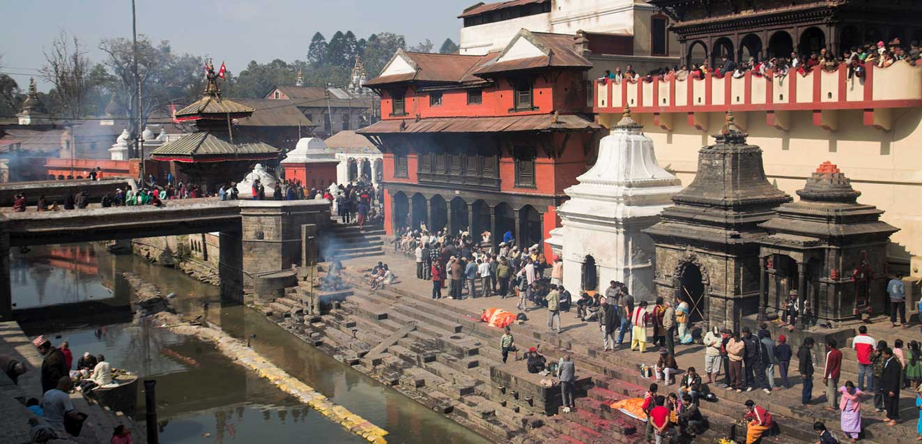 Cremation ceremony at Bagmati River and Pashupatinath Temple, Kathmandu, Nepal