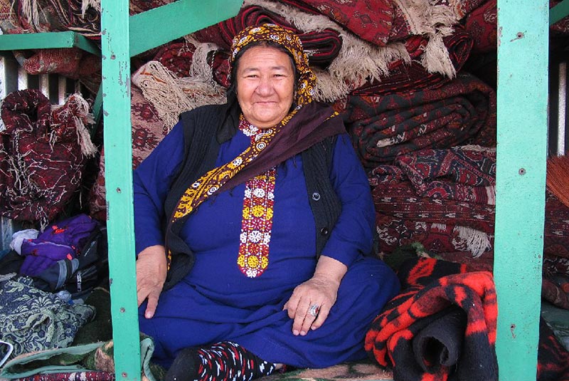 Vendor at Ashgabat bazaar in Turkmenistan, Silk Road