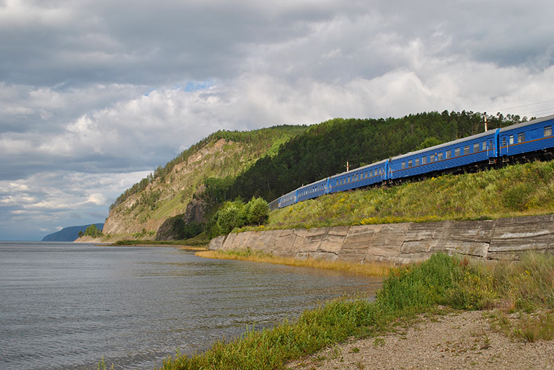 Trans-Siberian Express travels along Lake Baikal, Siberia, Russia
