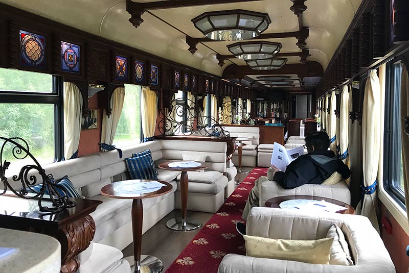 The comfortable lounge car aboard the Trans-Siberian Express, Russia