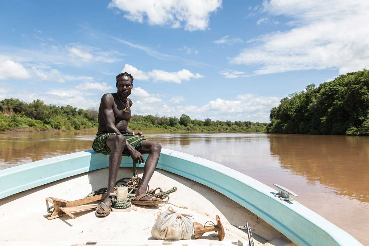 Boat expedition along the Omo River.