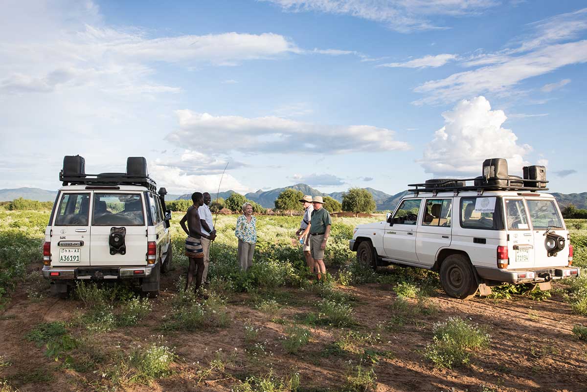 GeoEx travelers en route to visit the Mursi tribe, Omo Valley, Ethiopia
