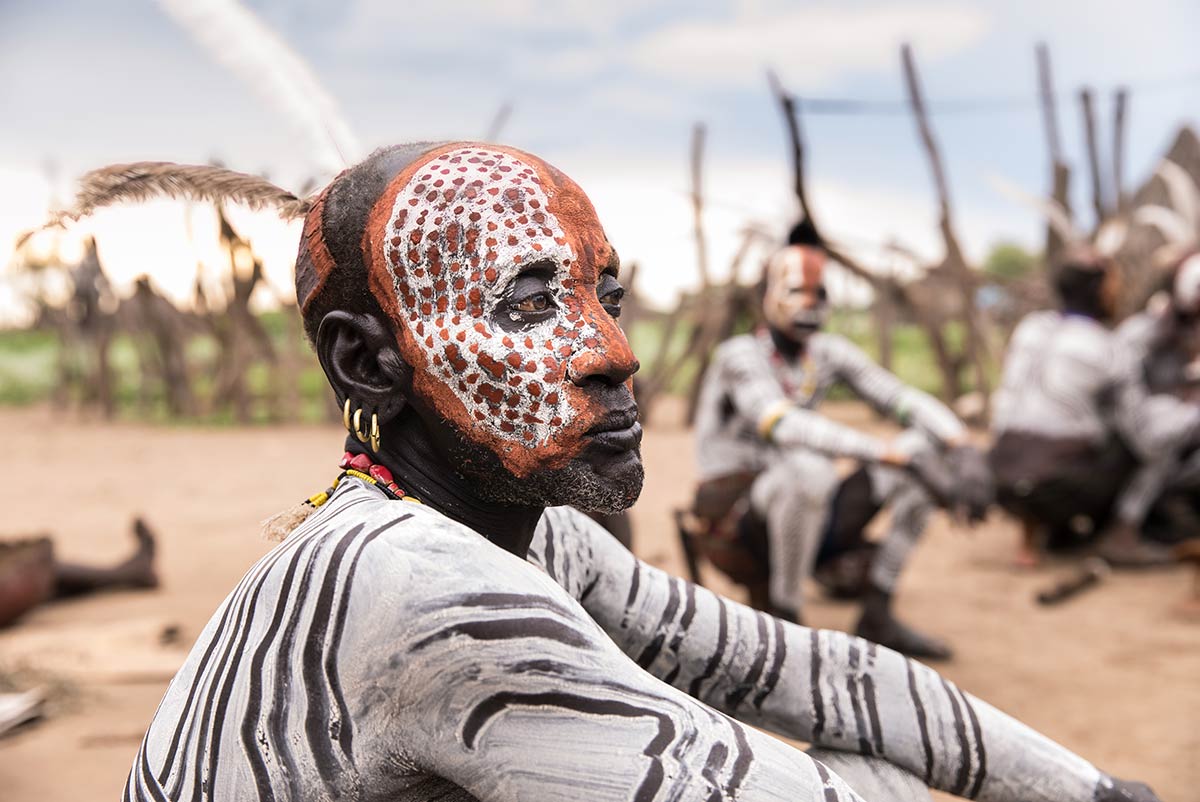 Kara man in full body paint, Omo Valley, Ethiopia