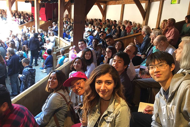 Students at the Globe theater