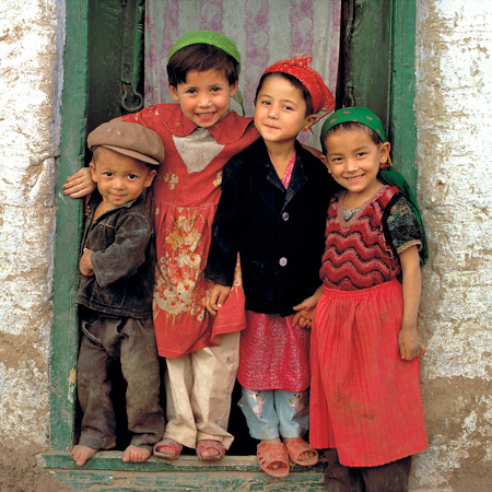 Local children in Kashgar, Silk Road train journey with GeoEx
