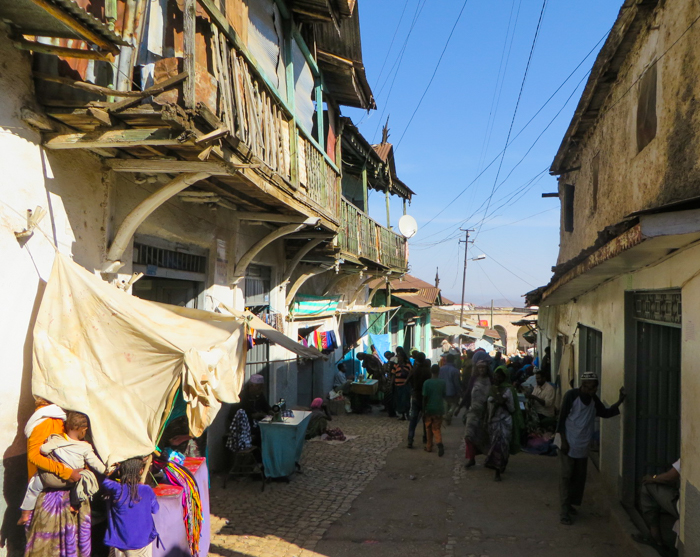 Walking down Birbir Street in Harar, Ethiopia with GeoEx.