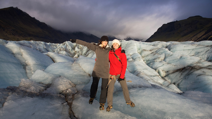 Natalie Crow & Alysa Pakkidis on a glacier hike with GeoEx in Iceland