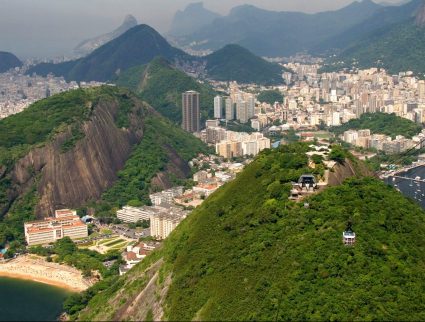 View of Rio de Janeiro from Sugarloaf Mountain cable car, Brazil