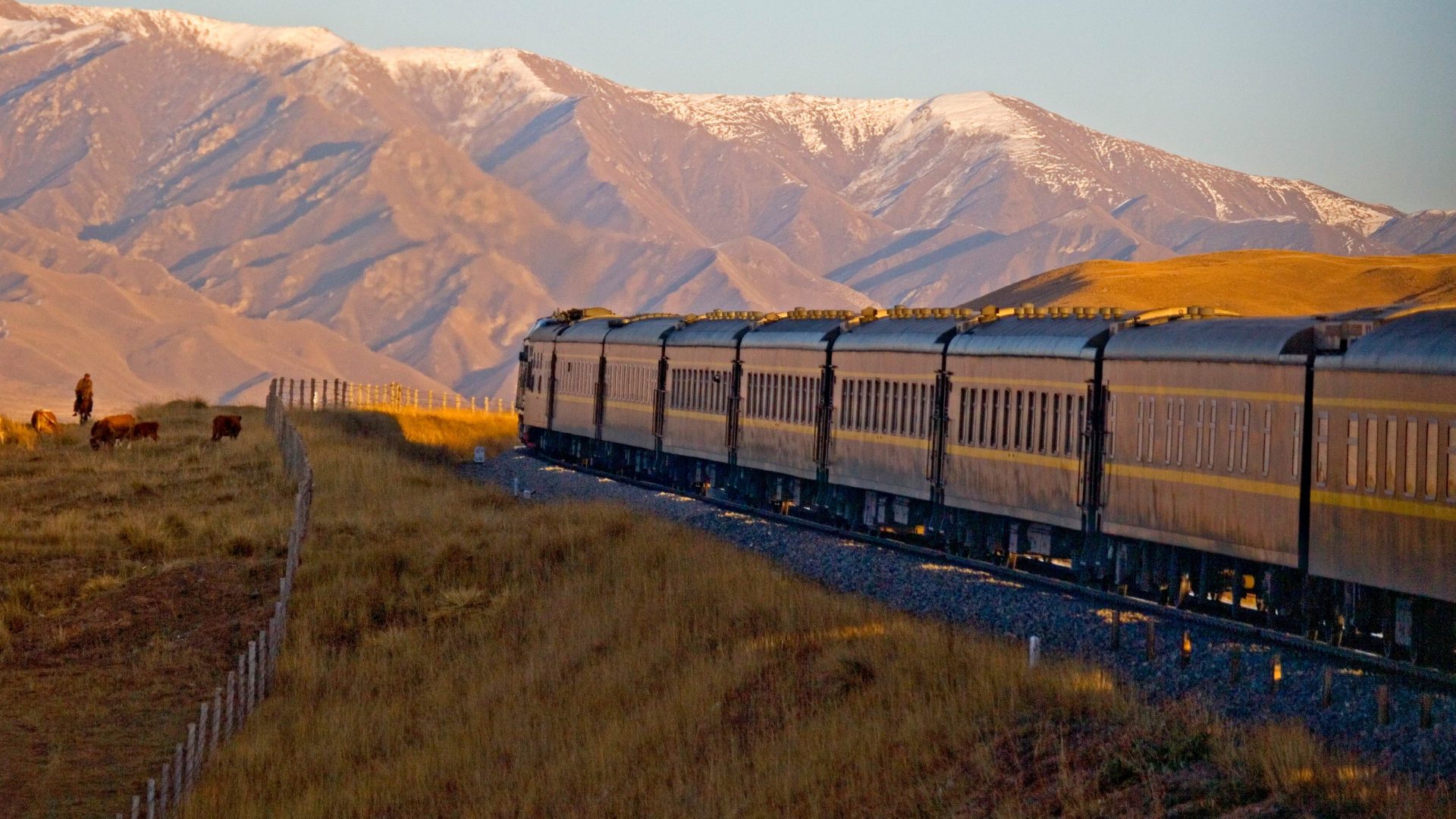 Golden Eagle Shangri-La Express luxury train traveling along the Silk Road