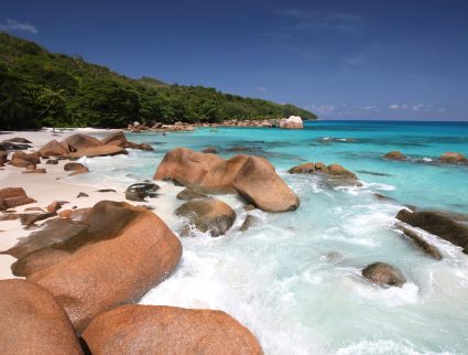 Pristine Anse Lazio beach on Praslin Island, Seychelles