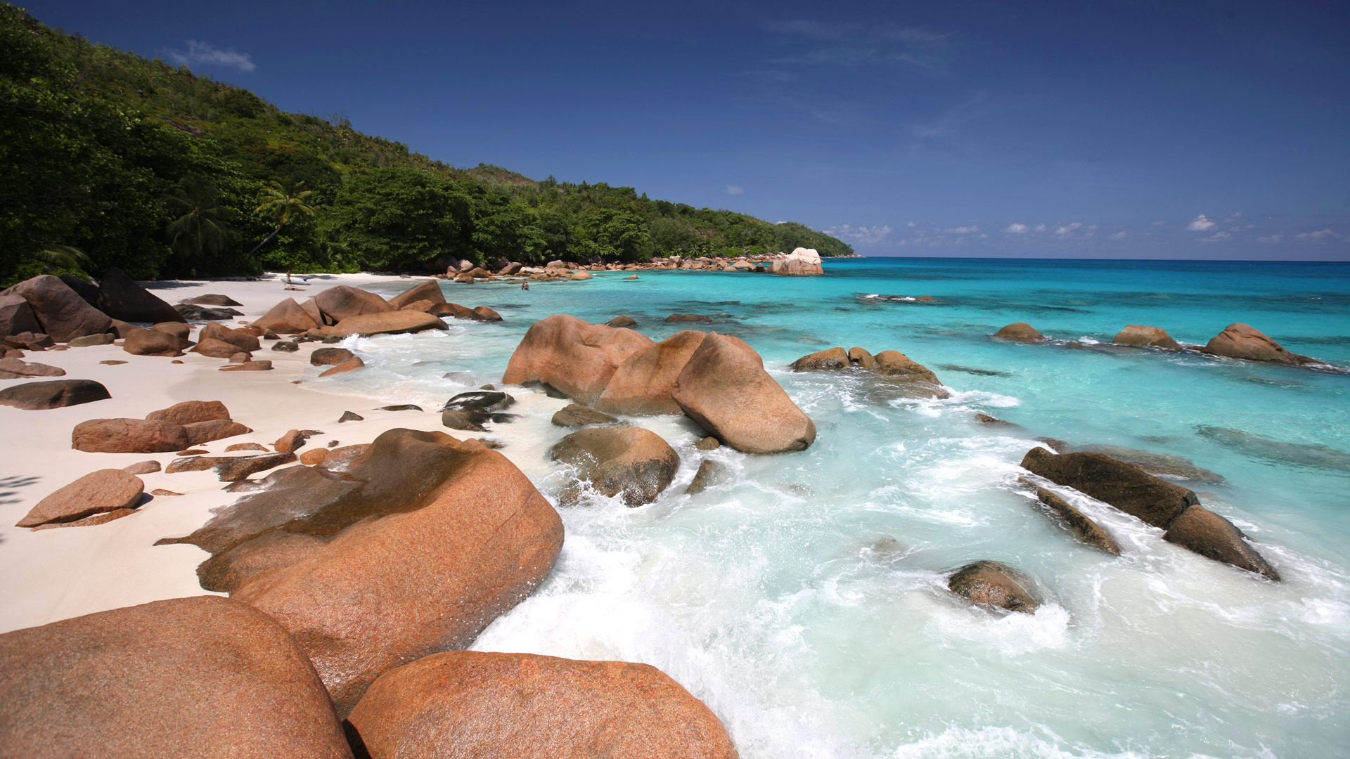 Pristine Anse Lazio beach on Praslin Island, Seychelles