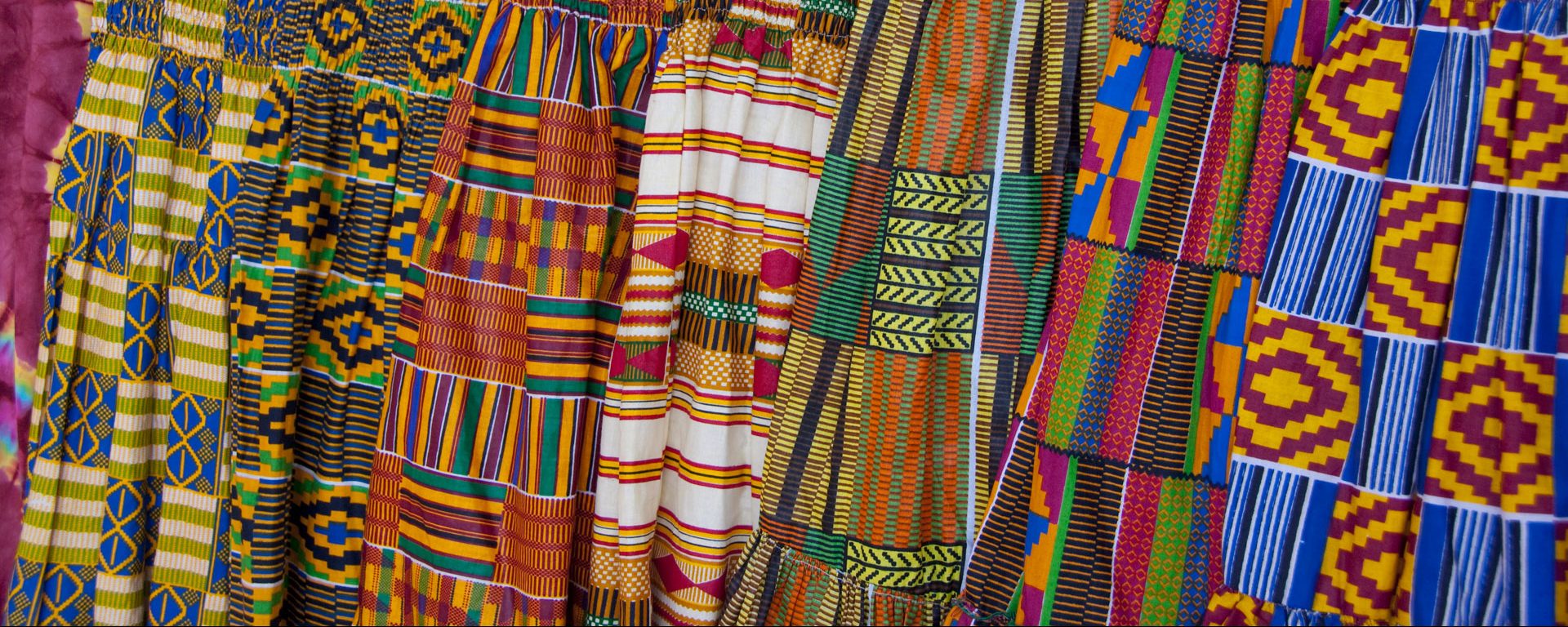 Colorful textiles in market in Accra, Ghana