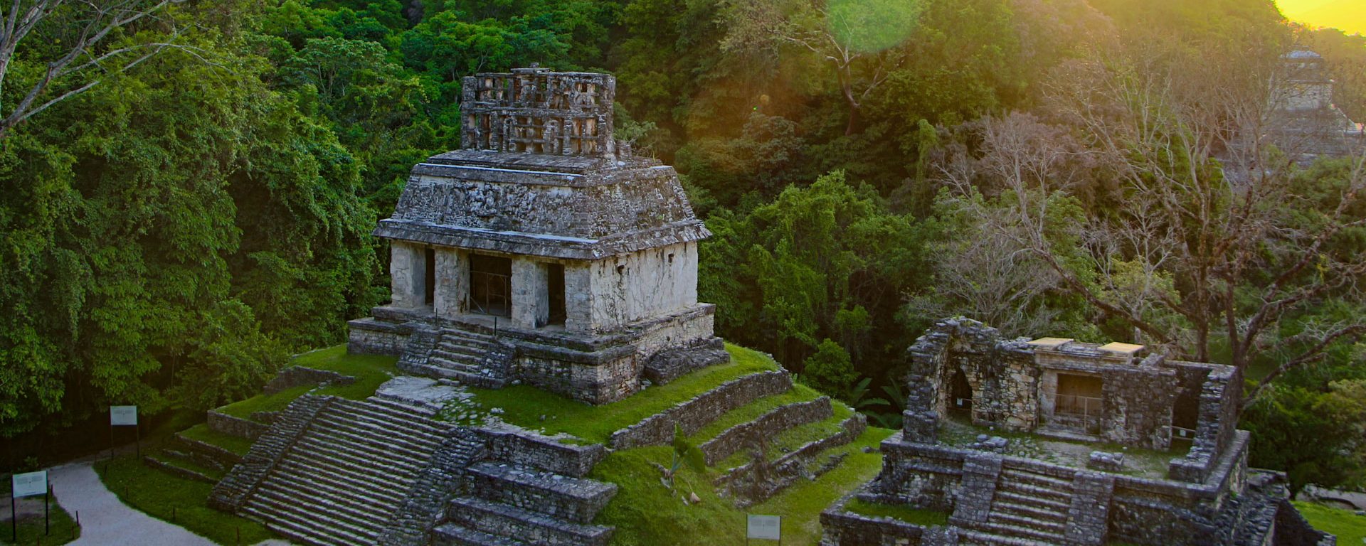 Mayan ruins at sunrise, Palenque, Chiapas, Mexico