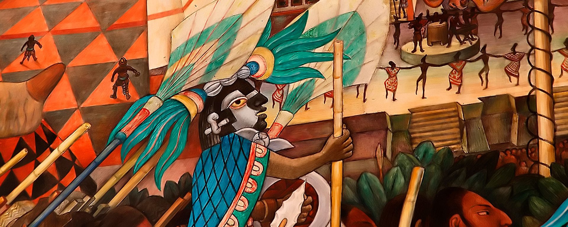 Detail of the Diego Rivera mural, La Civilizacion Totonaca, at the National Palace, Mexico City