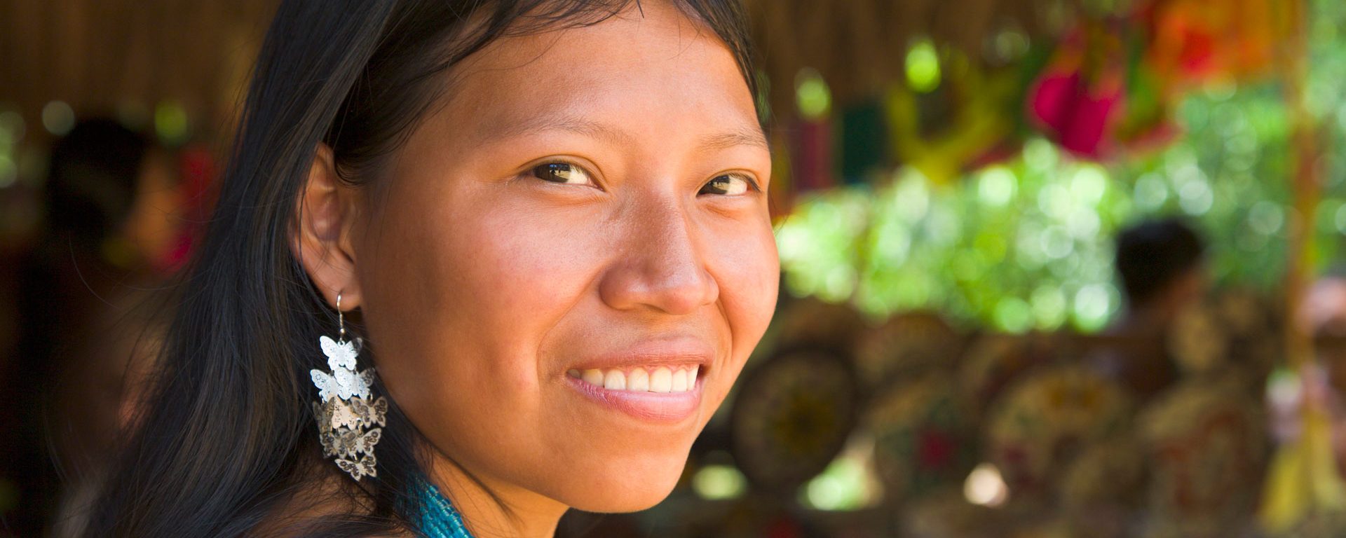 Woman of the native Embera tribe in the village of Embera, Panama
