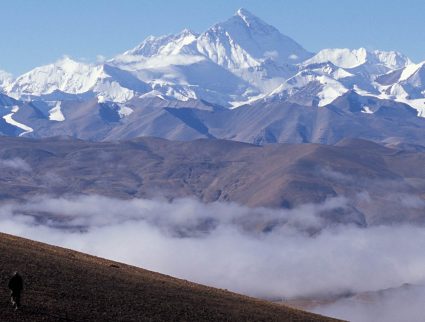 View of Mount Everest from the Pang La pass in Tibet