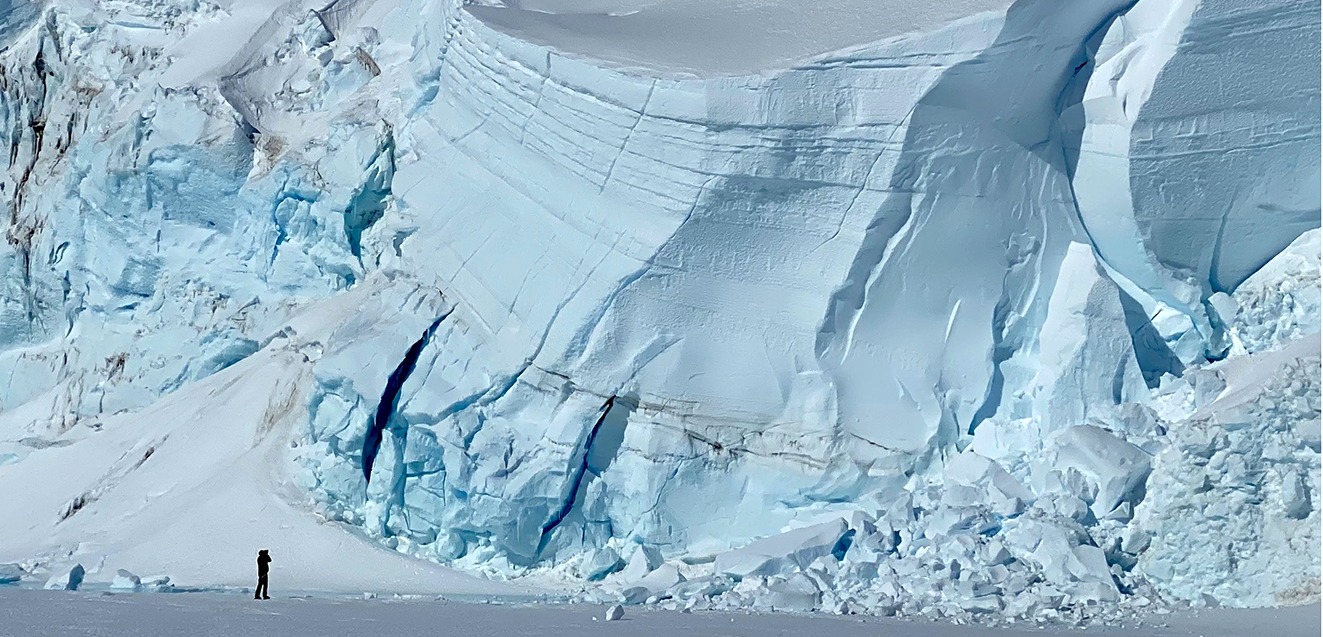 Walking among giant glaciers in Antarctica