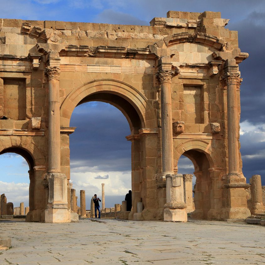 Trajan's Arch at the archaeological site of Timgad, Algeria