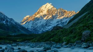 Mount Cook from Hooker Valley at sunset, South Island, New Zealand