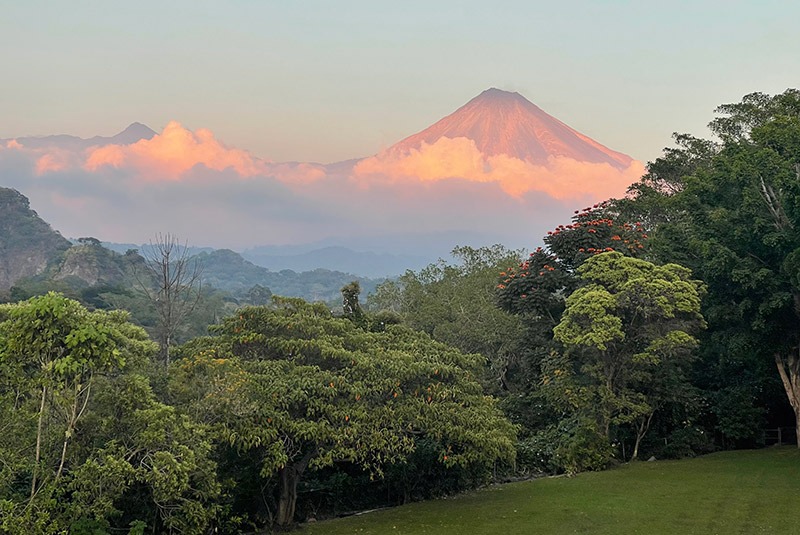 View of Volcan de Colima from Hacienda de San Antionio, Comala, Mexico