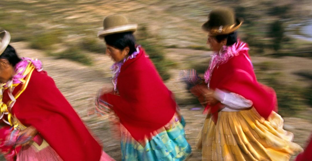 Woman in traditional dress on Isla del Sol, Bolivia