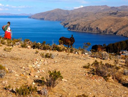 Woman on Isla del Sol in Lake Titicaca, Bolivia